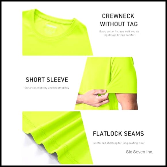 Men's Quick Dry Active T-Shirts Moisture Wicking UPF 50+ Athletic Gym Workout - Picture 5 of 6